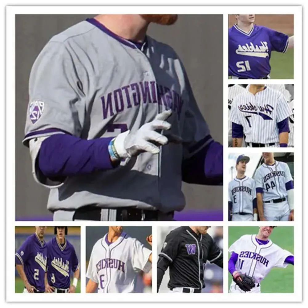 College NCAA Washington Huskies Baseball Stitched Jersey 44 Joe Wainhouse 12 Kaiser Weiss 7 Braiden Ward Willie Maciver AJ Graffan High