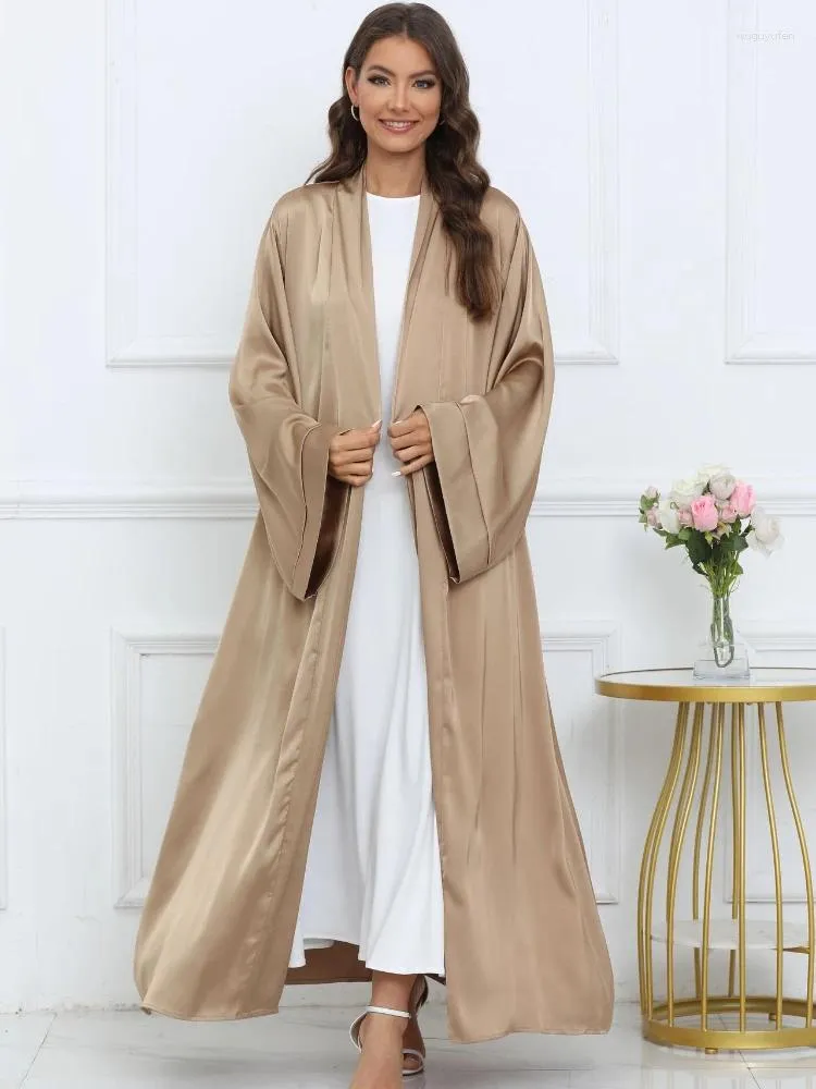 Vêtements ethniques EID Musulman Abaya pour femmes Kimono Cardigan Robe Flare Manches Maroc Ramadan Lacets Abayas Kaftan Robe Longue Robe Largo