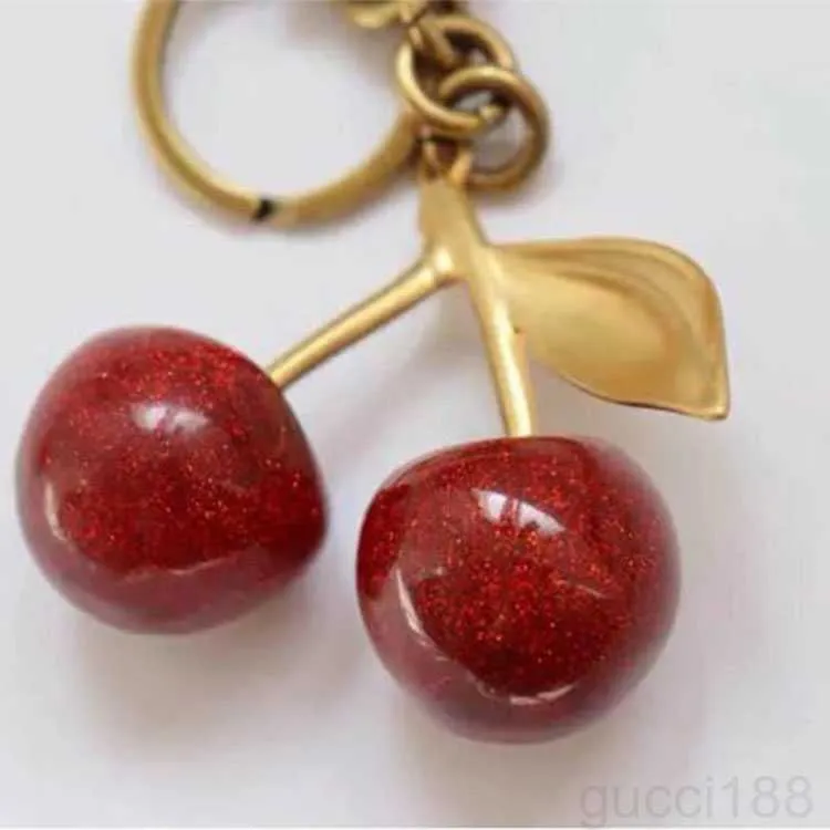 Porte-clés en cristal styles cerise, couleur rouge, pour femmes et filles, pendentif de voiture, accessoires de mode, décoration de sac à main A9JP