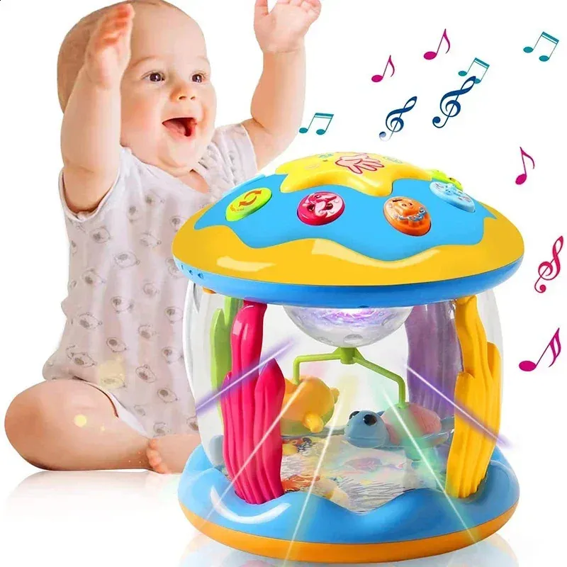 Muzyczne instrument zabaw dla niemowląt Ocean Light Rotary Projektor Kids Montessori Early Educational Sensory Toys for Toddler Gifts 240124