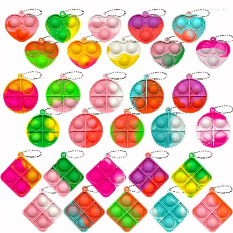 Party Favor 20st Mini Pop Keychain Toddler Sensory Fidget Toys Bulk för klassrumspriser Kids Födelsedag gynnar Goodie Bag Stuffers