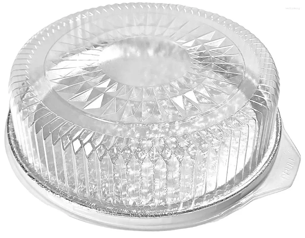 Take-Out-Behälter, 30,5 cm, rundes, flaches Catering-Tablett aus Aluminiumfolie mit Kuppeldeckel – Einweg-Cater-Servierpfanne (Packung mit 10 Sets)