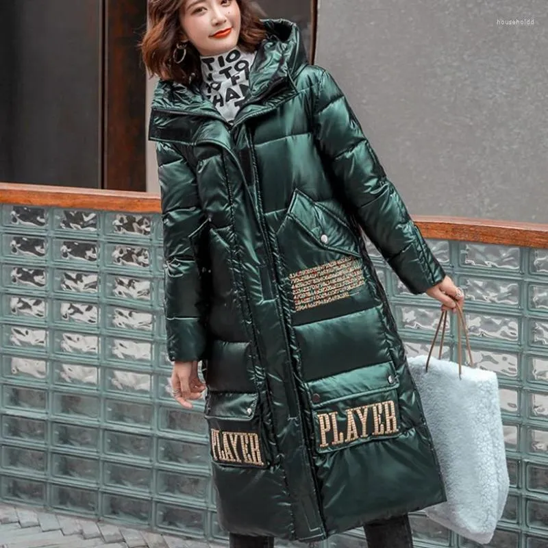 Women's Trench Coats 2024 Winter Wash-Free Glossy Down Cotton-Padded Coat For Women Mid-Length Cotton Clothing Thick Warm Jacket