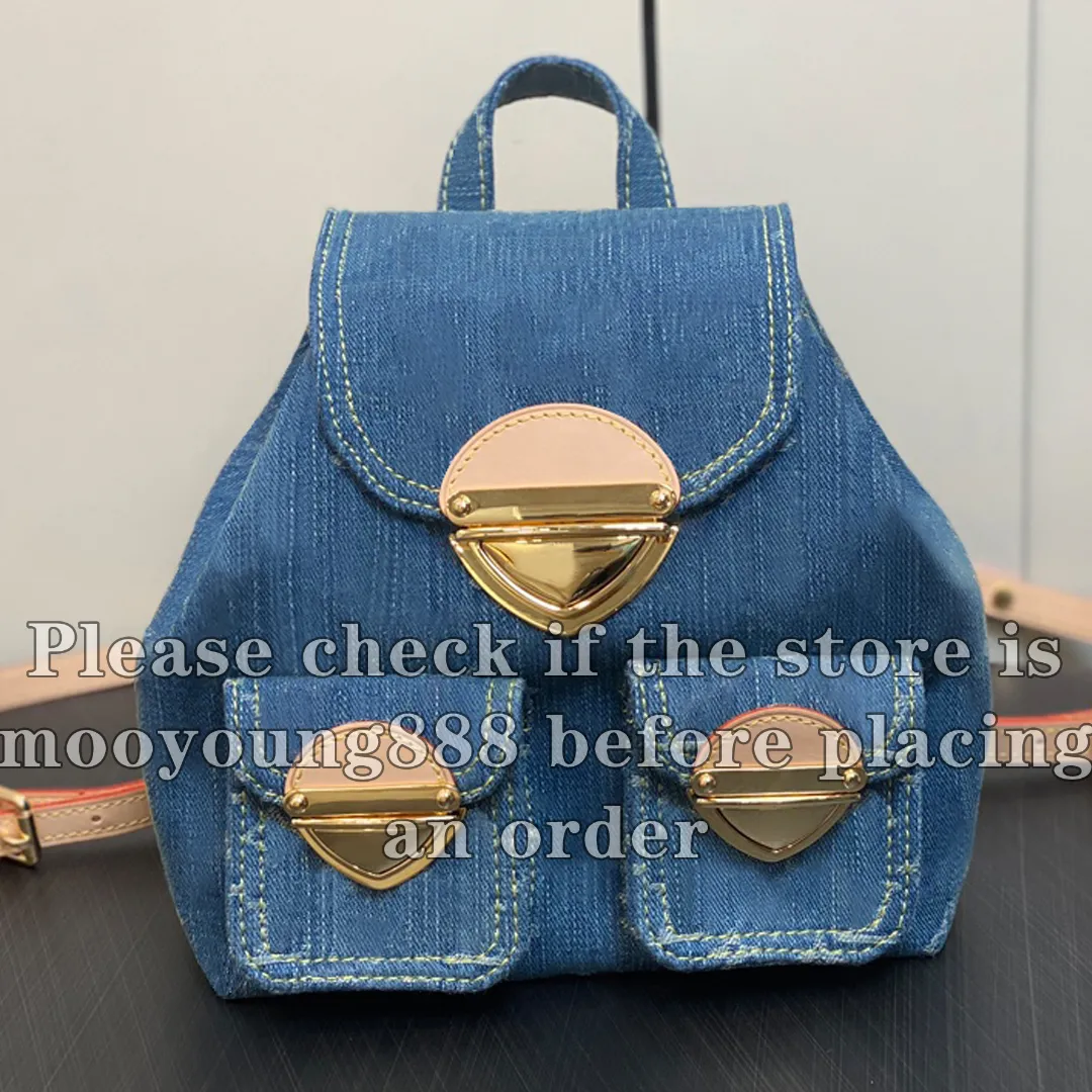 12A Upgrade Mirror Quality Designer Small Venice Denim Backpack Womens Luxurys Handbags Tote Bag Blue Double Shoulder Bag