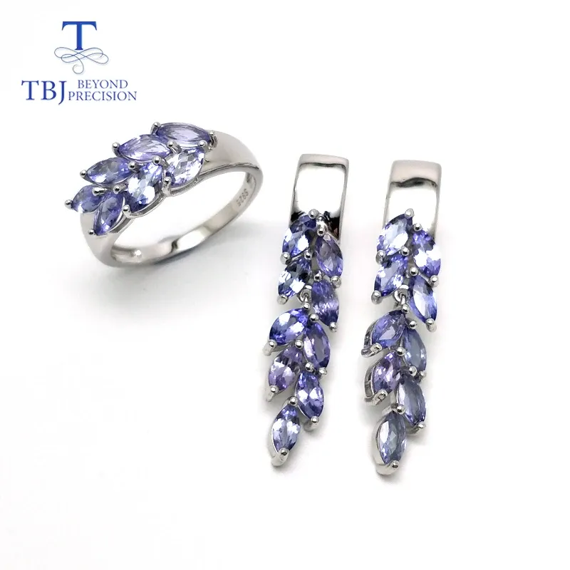 Pendants Natural Gemstone Tanzanite Sterling Sier Earring&rings Fine Jewelry for Women Black Friday and Christmas Gift