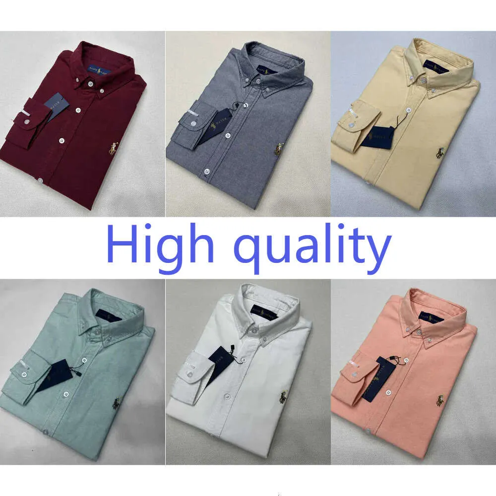 Fashion S Polo Men's 2024S Casual Long Sleeve Spring And Autumn Business Cotton Oxford Non Iron Slim Formal Shirt High leeve