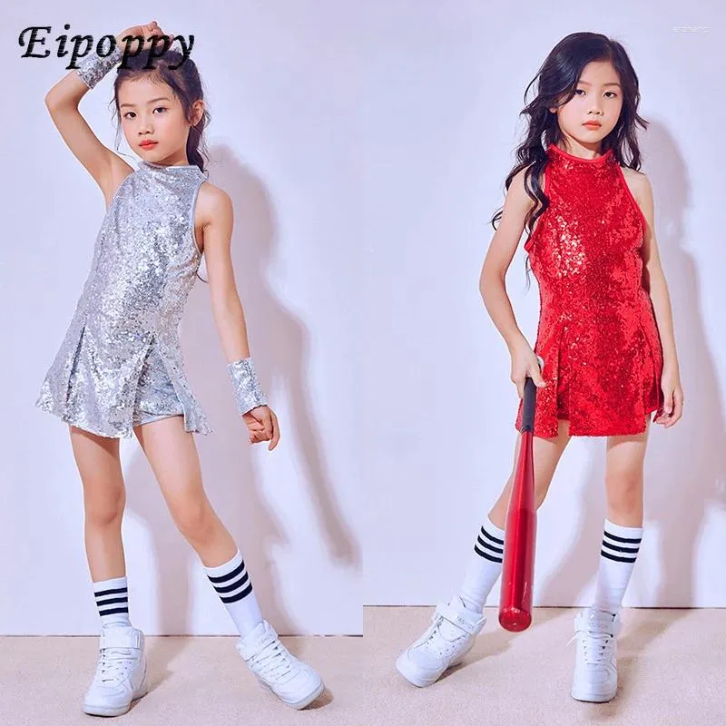 Stage Wear Children's Jazz Costumes Girls Sequins Hip-hop Korean Modern Dance Hip Hop Clothing