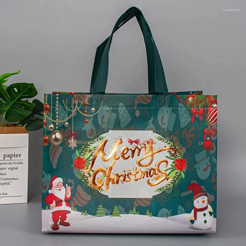 Juldekorationer icke-vävda tygpåsar med handtag godis presentförpackning jultomten barn barn semester gott år fest gynnar