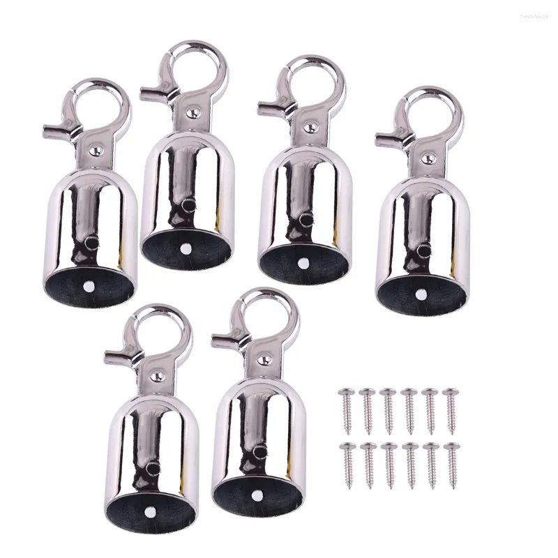 Hooks 6Pcs Silver 28mm Rope Barrier Stopper Cord End Caps Heavy Duty Hanging Hook With Self Closing Clasp