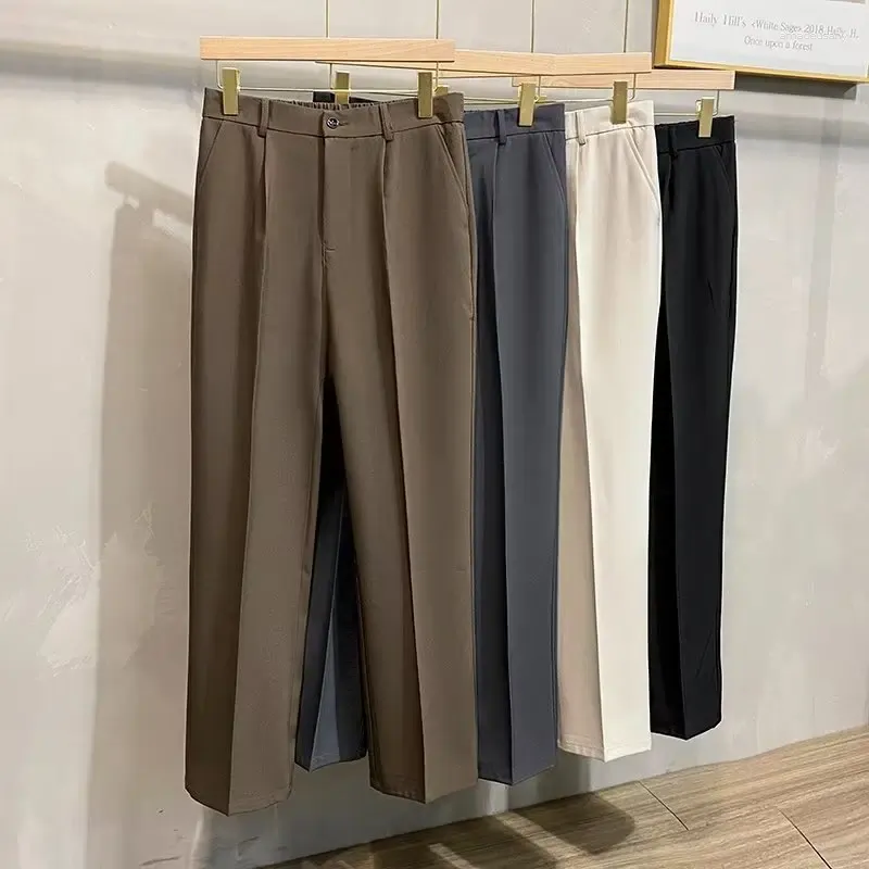 Trajes para hombres 2024 verano otoño pantalones casuales hombres delgados negocios estiramiento delgado cintura elástica jogger coreano estilo clásico pantalones masculino F36