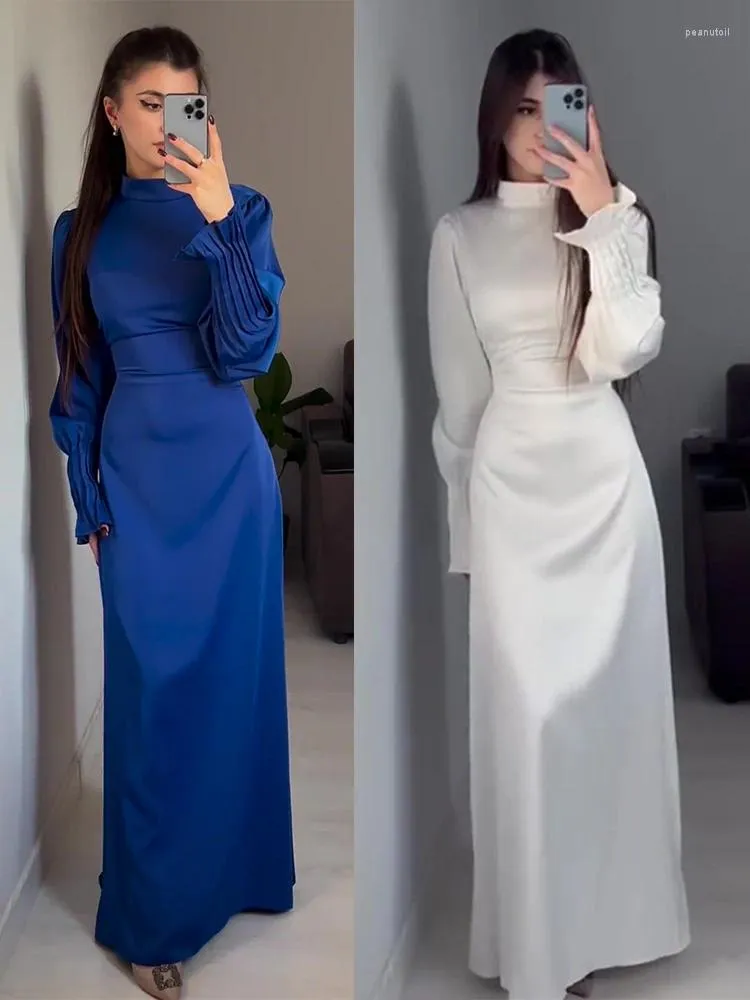 Vêtements ethniques printemps Eid Muslim Dress Femmes Abaya Slim Fit Petal Satin Satin Maroc Robes Ramadan Islam Dubaï Arabe longue robe