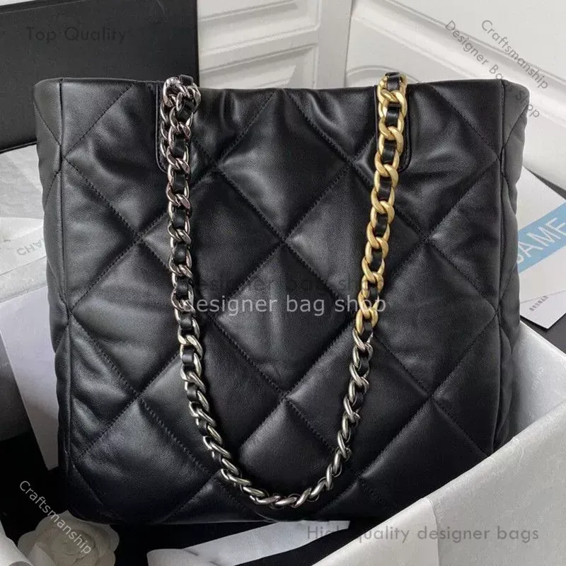 bolso de diseñador bolso de mano Diseñador de lujo 22B Cuero 19 Tote de gran capacidad Portátil Suave Clásico Marca de moda AS3519 Rombo Cadenas originales Reproducción