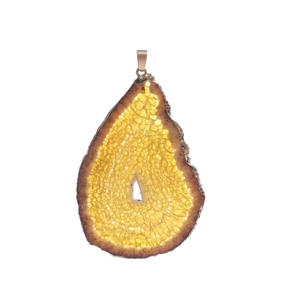 Pendentif Colliers Agate Popcorn Pendentif Collier Puces Colorées Cristal Cluster Pierre Brute Sprout Galvanoplastie Bord Drop Livraison Je Dhxbq