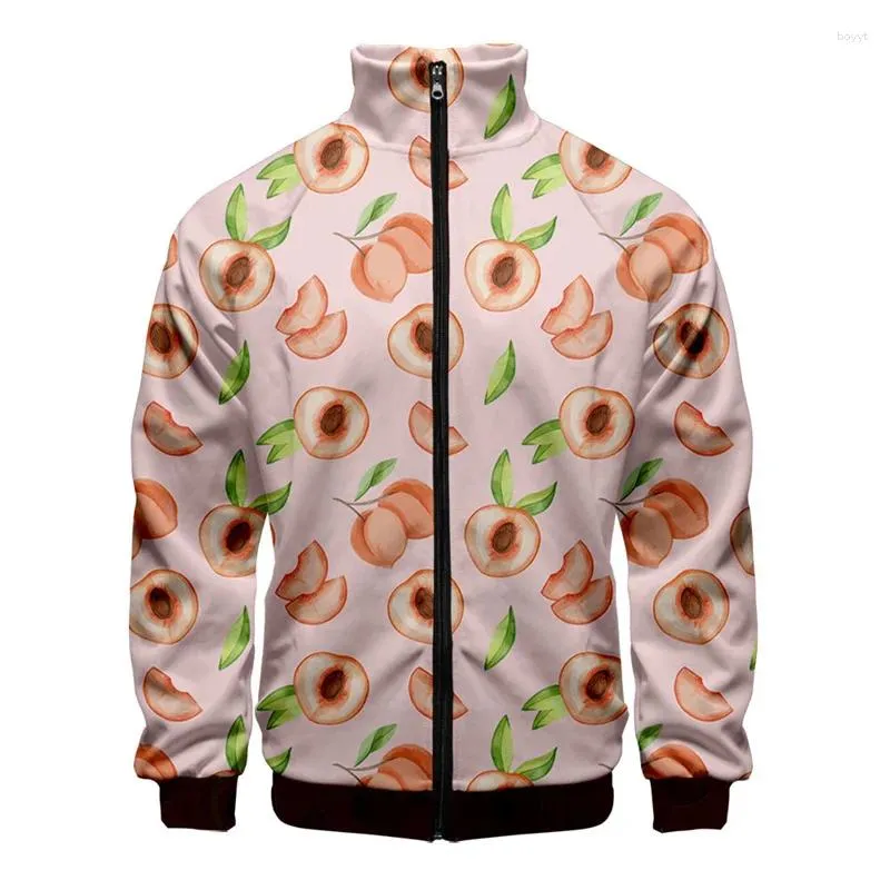 Vestes pour hommes Citron Pêche Banane 3D Veste imprimée Hommes Fashion Street Surdimensionné Manteau à manches longues Tops Cartoon Fruits Zipper Vêtements