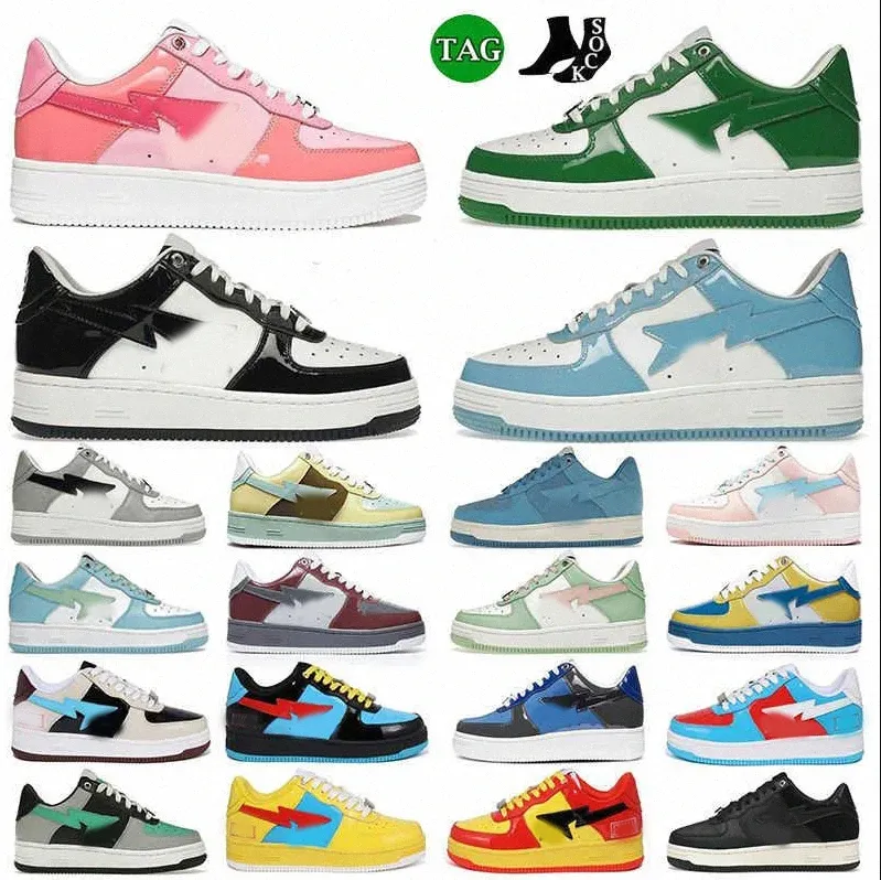 Zapatos casuales de diseñador Bajo para hombres Zapatillas de deporte Charol Negro Blanco Azul Camuflaje Skateboarding jogging Sports Star TrainersruBD #