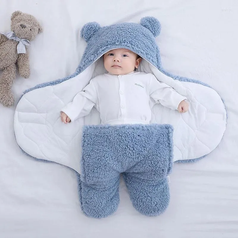 Filtar baby sovsäck super mjuk fleece född mottagande filt pojke tjej kläder sömn förtjockad wrap swaddling