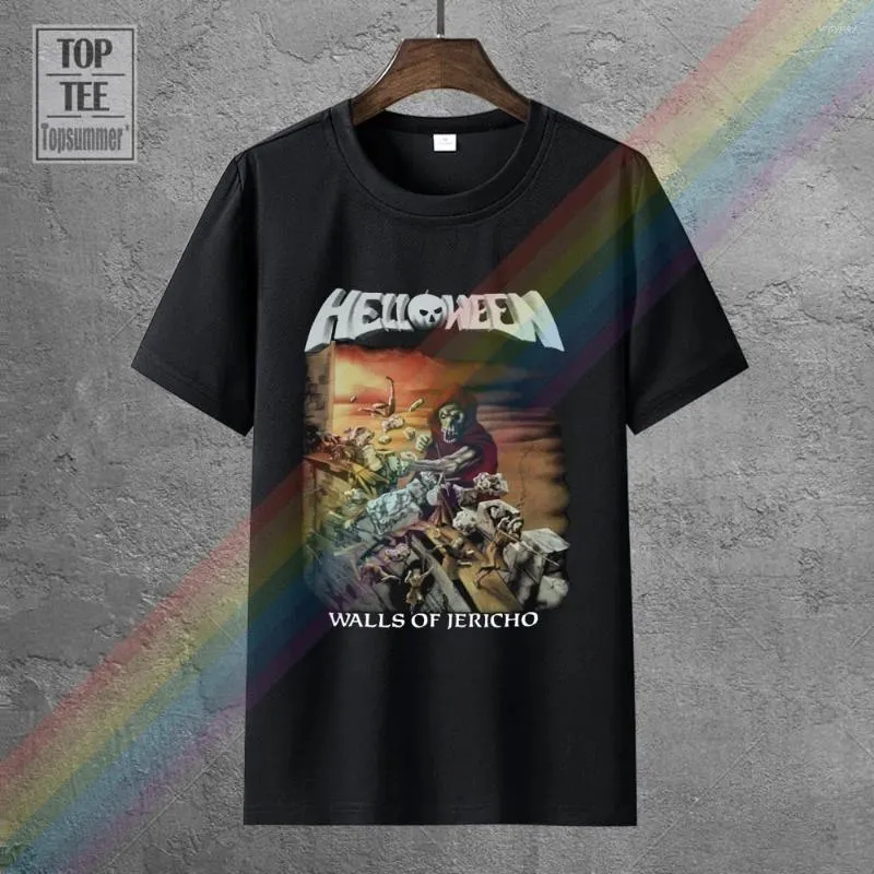 Men's T Shirts Helloween Walls of Jericho 1985 Cover Shirt