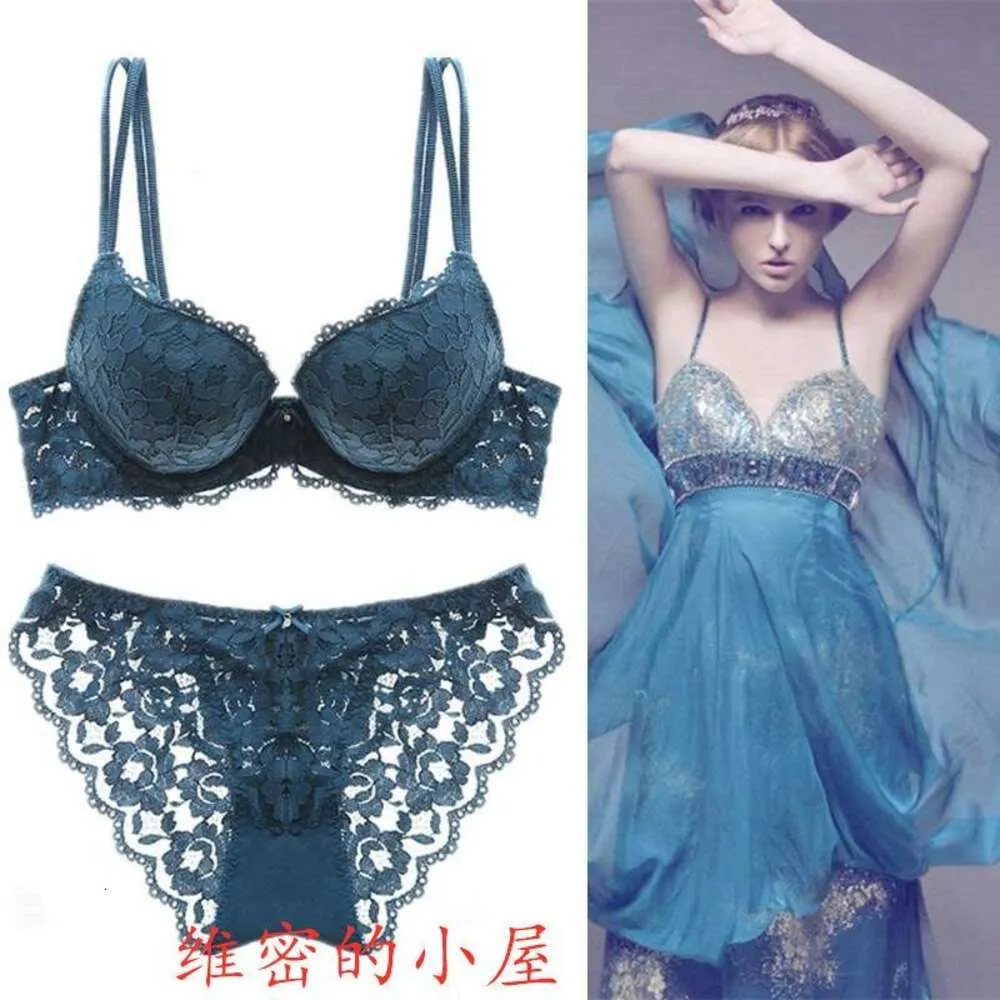 Victoria Bra Set Sexy Secret Girl Lace Thin Underwear Adjustable Top Support Small Chest Gathering