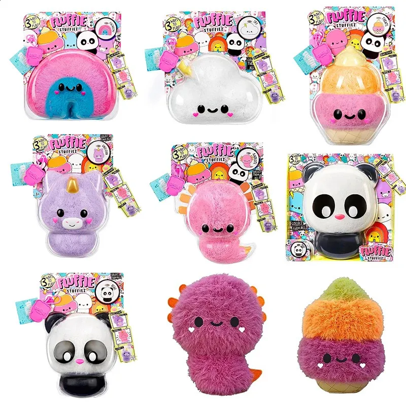 Original Fluffie Stuffiez Petit jouet en peluche à collectionner Rainbow Surprise Reveal Unboxing Strap ASMR Fidget MGA Fur Super Soft Plush 240127