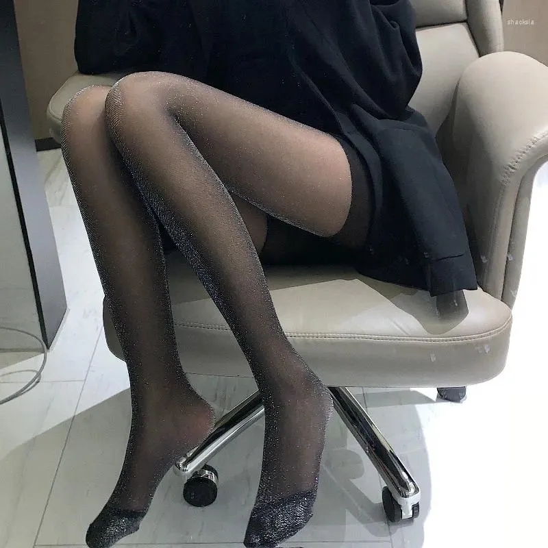 Calzini da donna Leggings trasparenti scintillanti Calza per il corpo lucida perlata Collant bianchi Calze sexy Intimo inferiore da donna