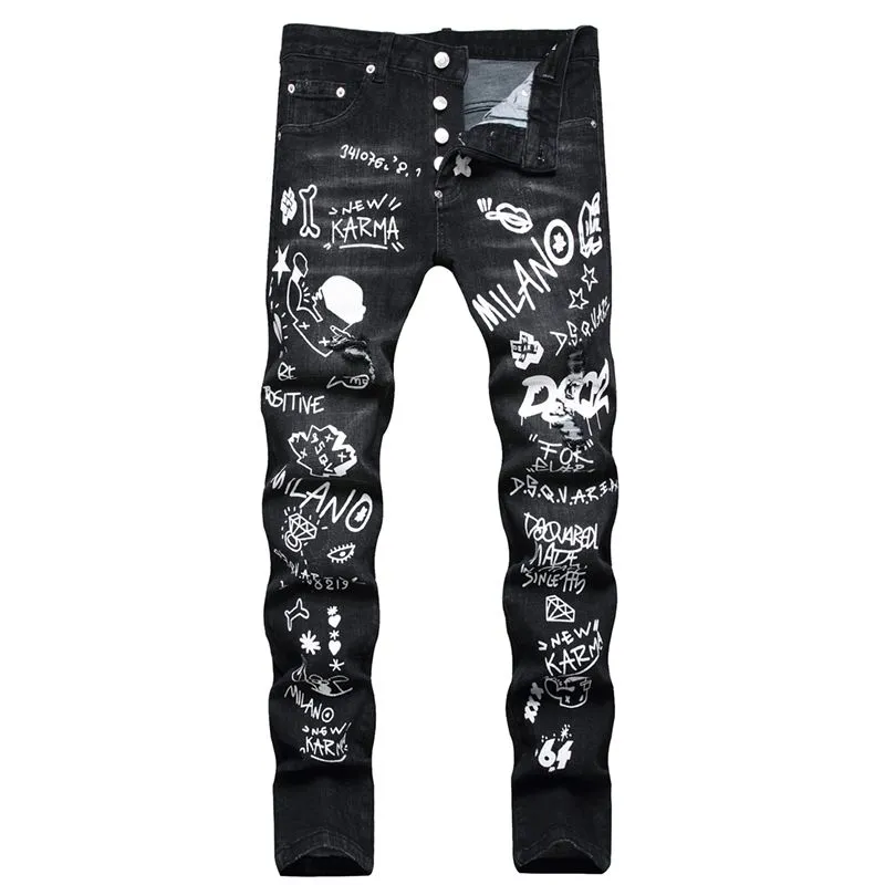 TR APSTAR DSQ Jeans para hombre D2 Hip Hop Rock Moto DSQ COOLGUY JEANS Diseño Ripped Denim Biker slim skinny DSQ Jeans para hombre 096 color negro