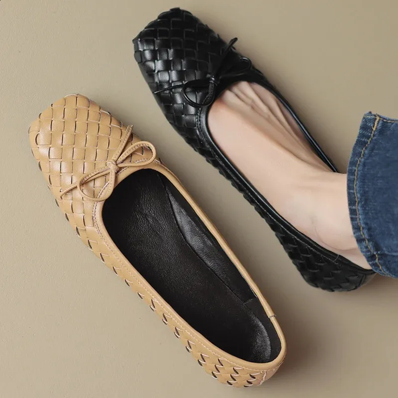 Femmes chaussures plates arc tissage rétro sandales automne mode tendance bout carré marche décontracté femmes chaussures robe chaussures de voyage 240130