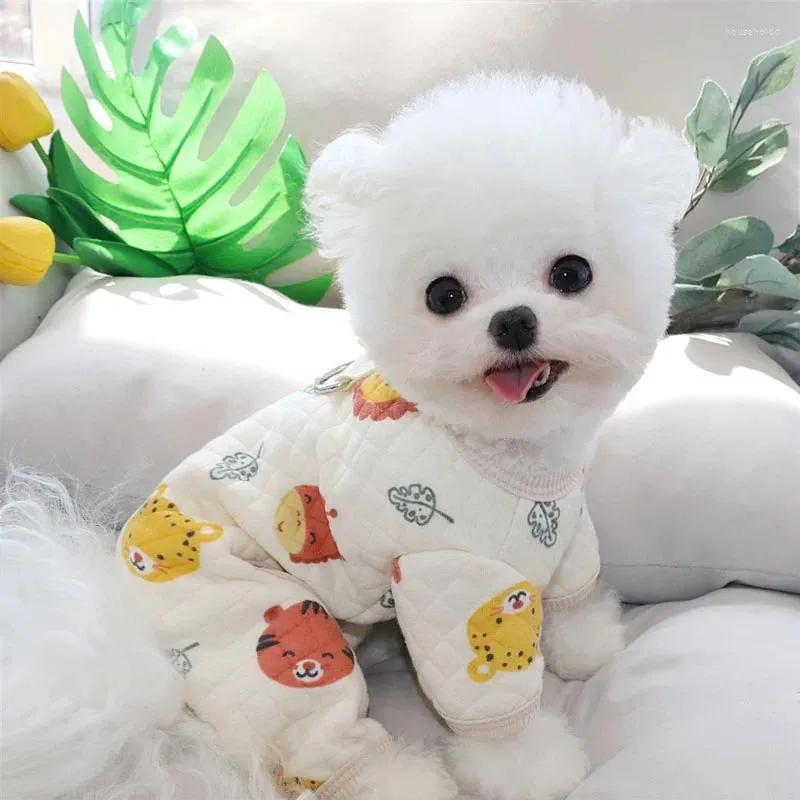 Dog Apparel Cute Lion Pattern Puppy Clothes Winter Pet Four Legged Home Clothing Teddy Warm Cartoon Pullover Supplies