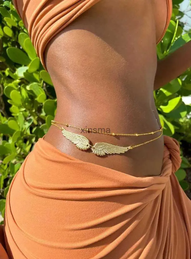 Other Jewelry Sets Sexy Waist Chain Angel Wings Body Chain Bikini Necklace Belly Chain Beach Jewelry Accessories Girl waist beads for women YQ240204