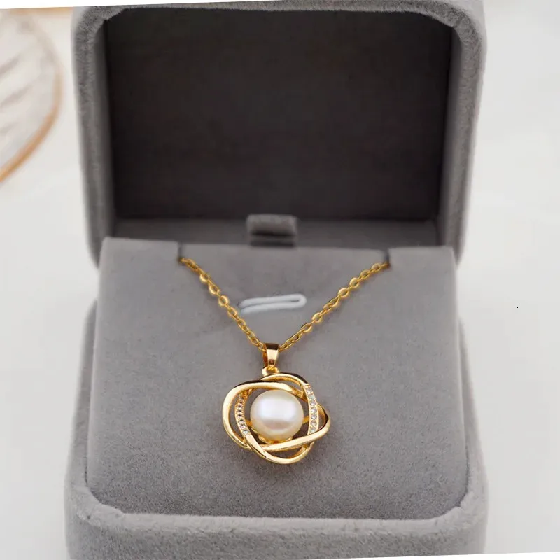 Natural pérola 18 k rosa ouro moda colar jóias jóias de ouro nacklaces para mulheres presente fino jóias 240127