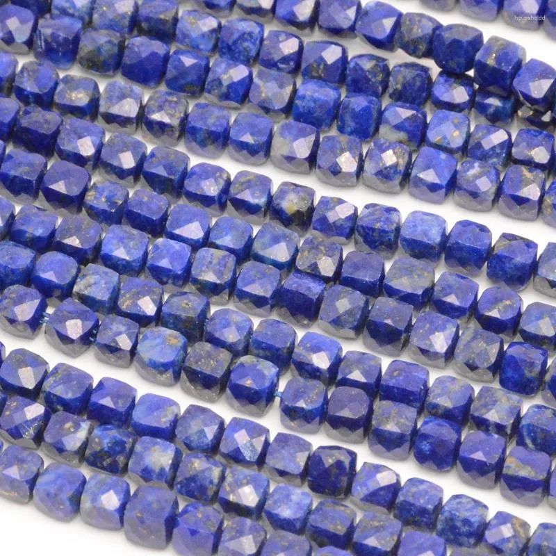 Lose Edelsteine, natürlicher Lapislazuli, unregelmäßiger facettierter Würfel, 4 mm