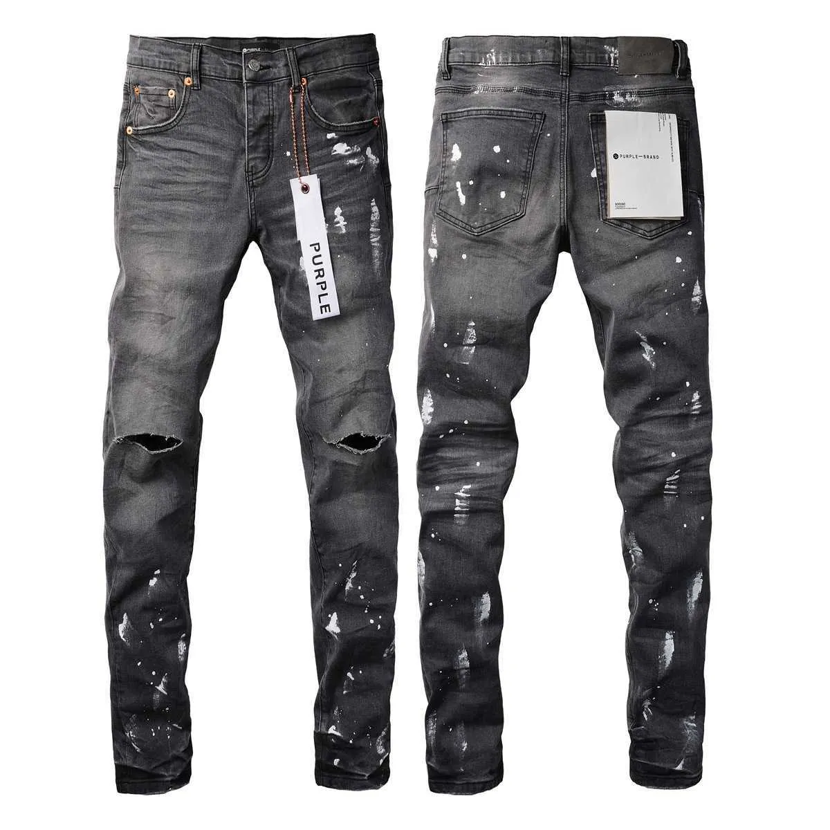 Jeans da uomo viola Jeans di marca American High Street vernice grigia invecchiata 9039