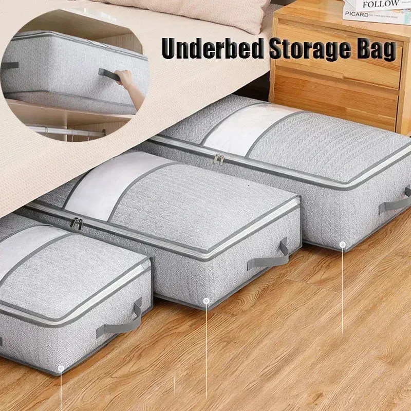 Dust-proof Wardrobe Storage Boxes Organizer for Bedroom Drawers Underbed Bag Quilt Clothes Home Large 240129