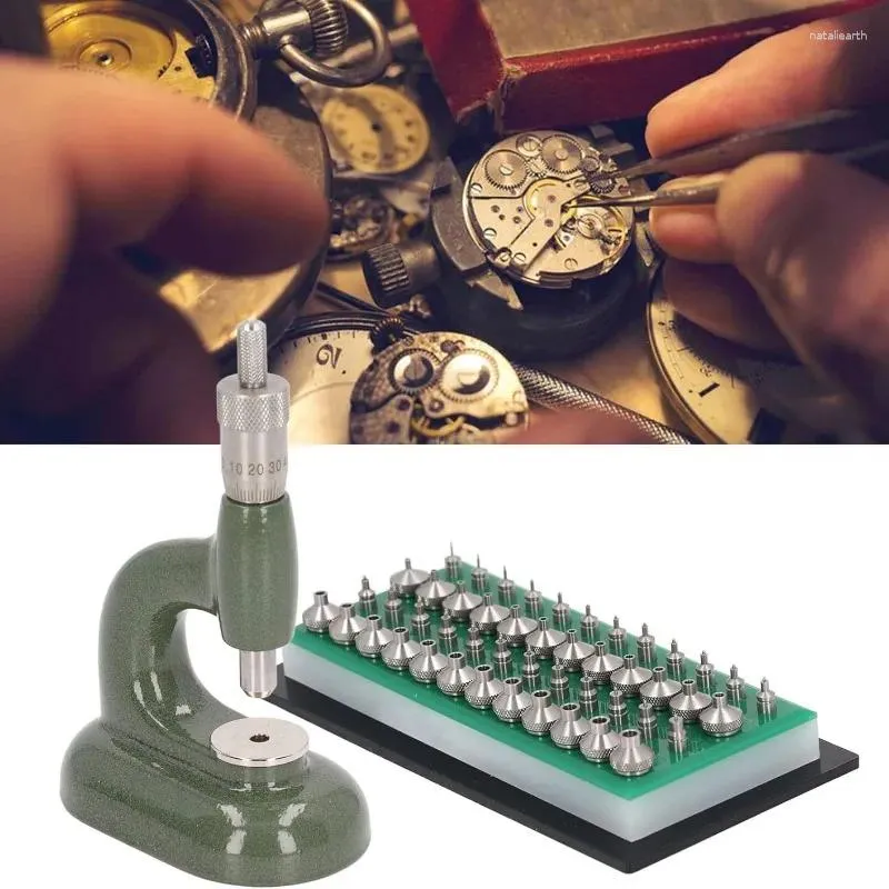 Horlogereparatiesets Gereedschapspers Set Achterkast Dichter Horlogemaker Sieraden Aluminiumlegering Groen Met 48-delige matrijzen