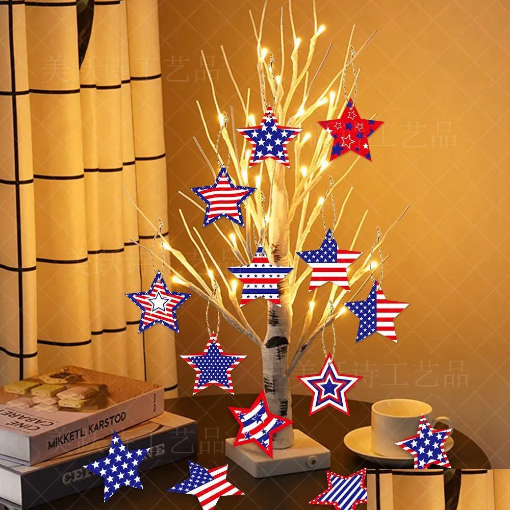 Banner Flags New Independence Day Decoration Star Pendant Party Festival Indoor Outdoor Tree Decorations Drop Delivery Home Garden Fes Dhs9Y