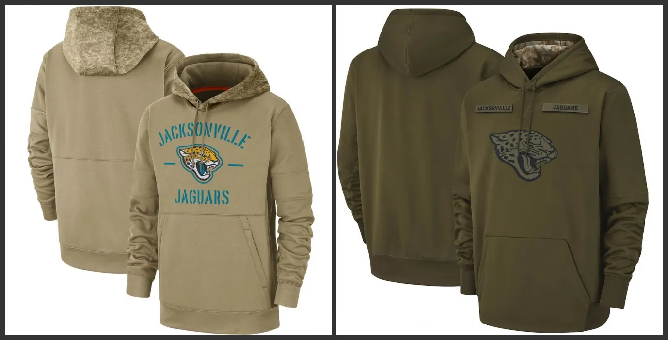 Jacksonville''jaguars''men kobiety młodzież Salute to service boe linia performance pullover z kapturem