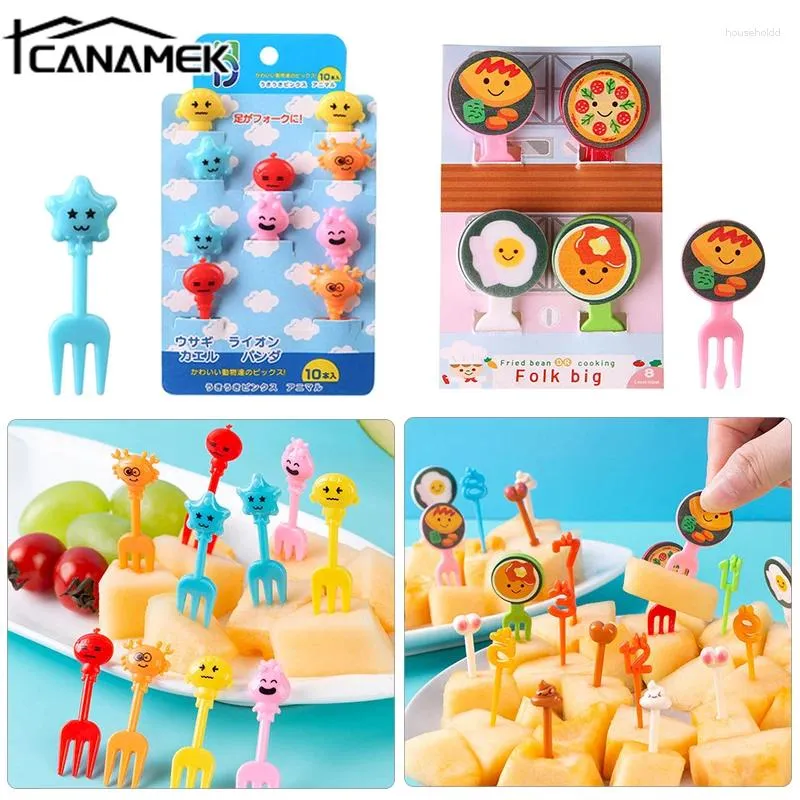 Fourchettes 3-24pcs mignon mini fourchette de fruits de dessin animé pour enfants collation gâteau dessert choisir cure-dents bento déjeuners décoration de fête