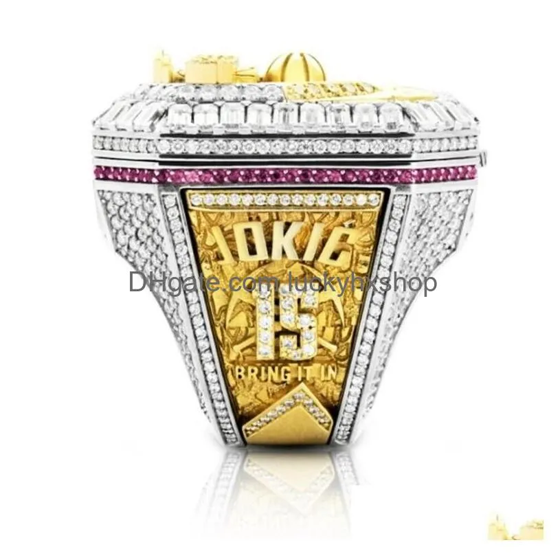 2022 2023 Basketball Jokic Team Champions Championship Ring With Wooden Display Box Souvenir Men Fan Gift Drop Delivery Dhpl3