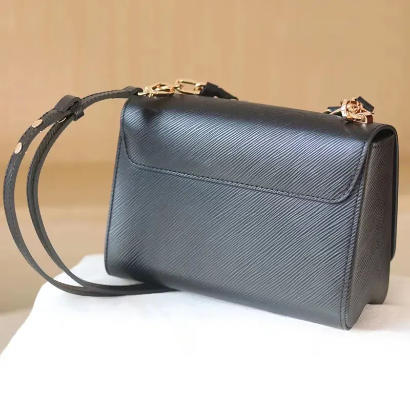 5A new top women`s luxury bag leather designer arc water ripple woven metal chain double shoulder strap one shoulder crossbody classic fashion all-match original
