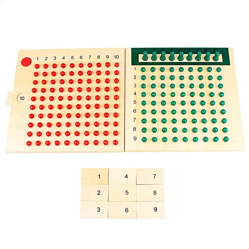 Planche de perles de Multiplication et de Division de jouet éducatif en bois Montessori pour la formation préscolaire de la petite enfance Version familiale 240131