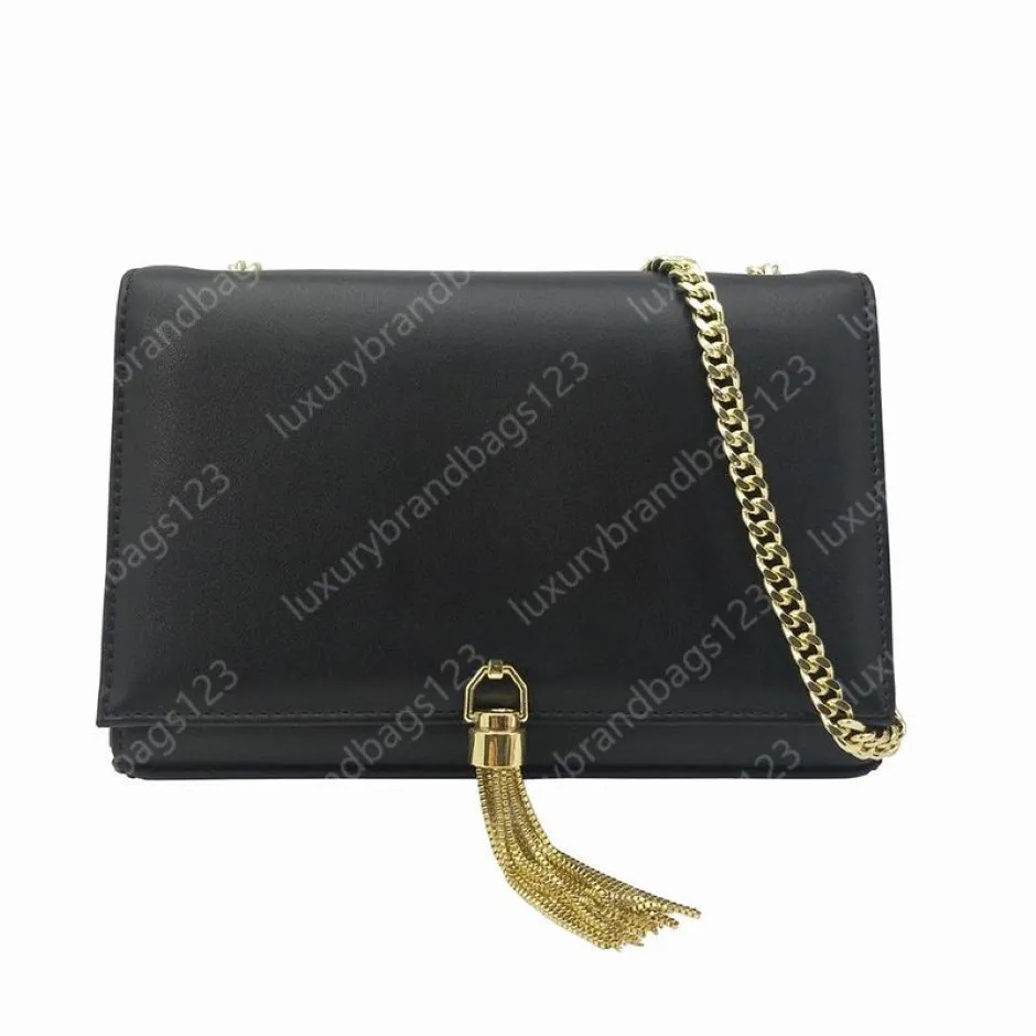 Kvinnliga messenger väskor handväskor kvinnor berömda märken designer axel väska damer koppling plånböcker och handväskor svart guldkedja tote bo3005