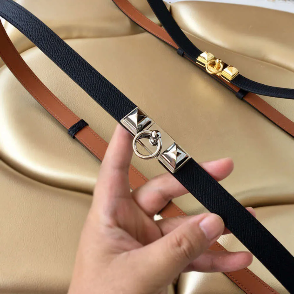 Fashion Designer Women Belt Vintage All-match Simple With Skirt Dress Decorative Suit Pants Thin Waist Belt Locking Buckle Genuine Leather Belts High-quality