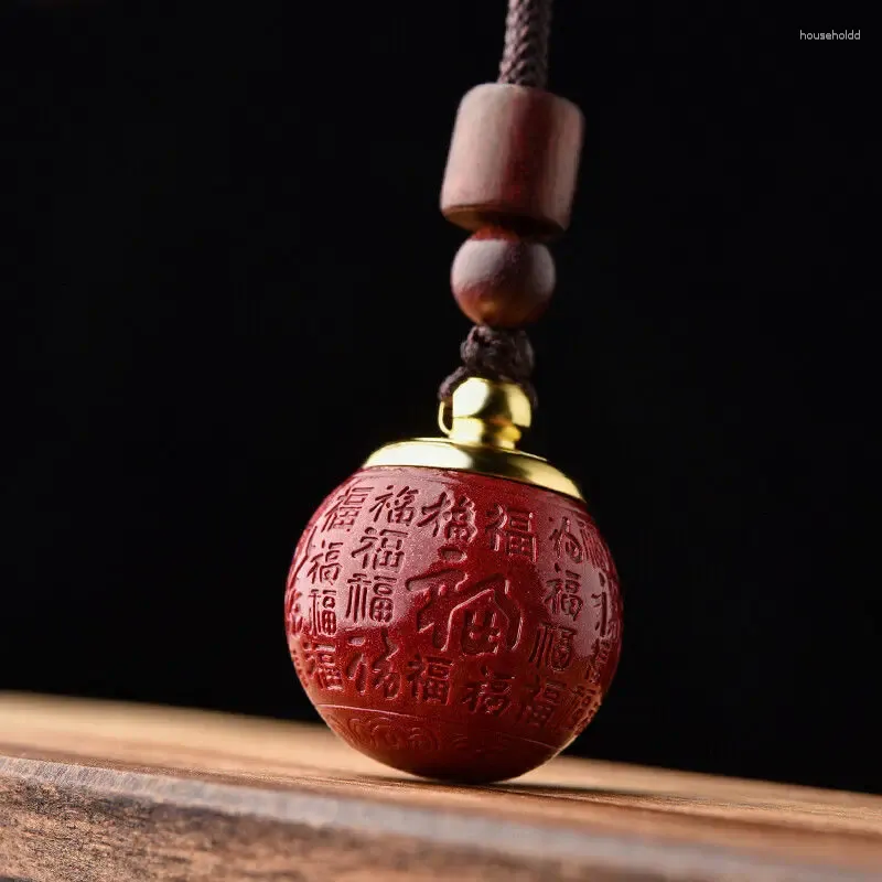 Pendant Necklaces Natural Raw Mineral Cinnabar Hundred Blessing Diagram Relic Tower Can Open This Life Year Amulet