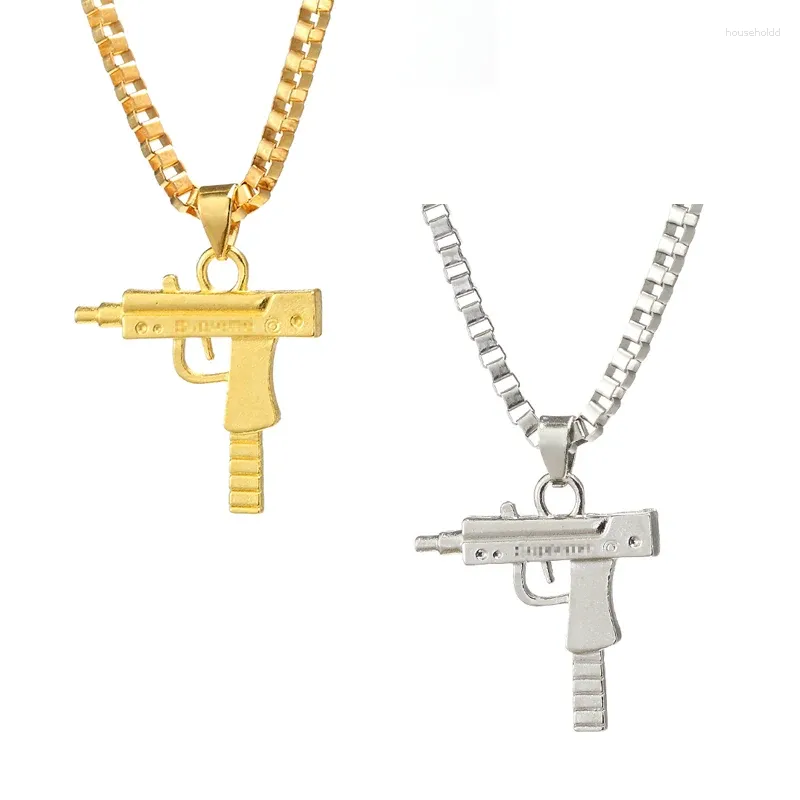 Hanger Kettingen Modellen Hip Hop UZI Kolye GUN Vorm Ketting Goud/Zilver Kleur Leger Stijl Mannelijke Ketting Mannen Sieraden