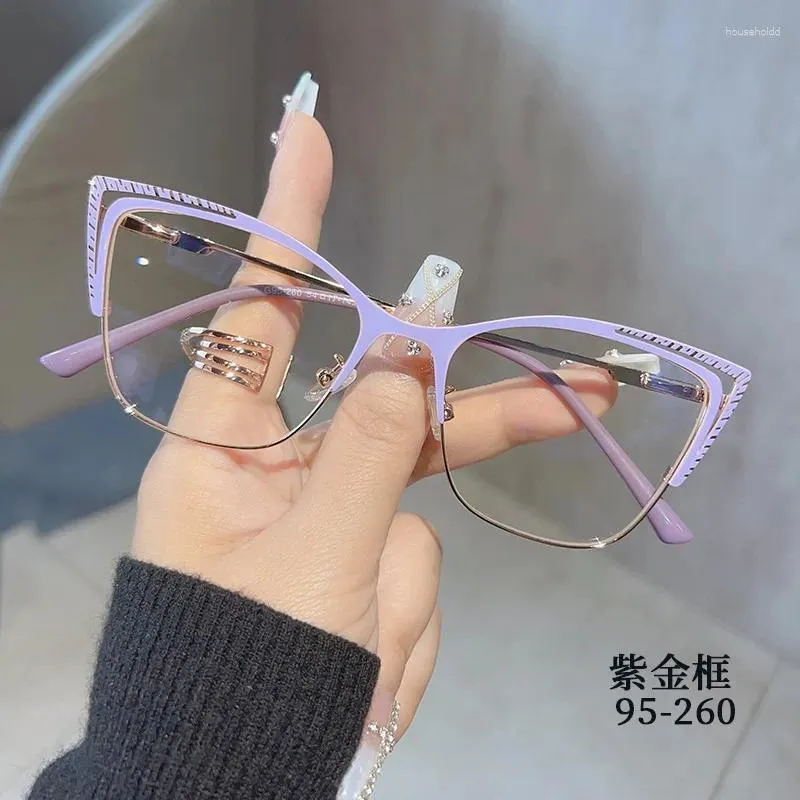 Sunglasses Frames 2024 Ultra Light Metal Cat Eye Glasses Frame Fashion Women's Brand Designer Optical Oversized Clear