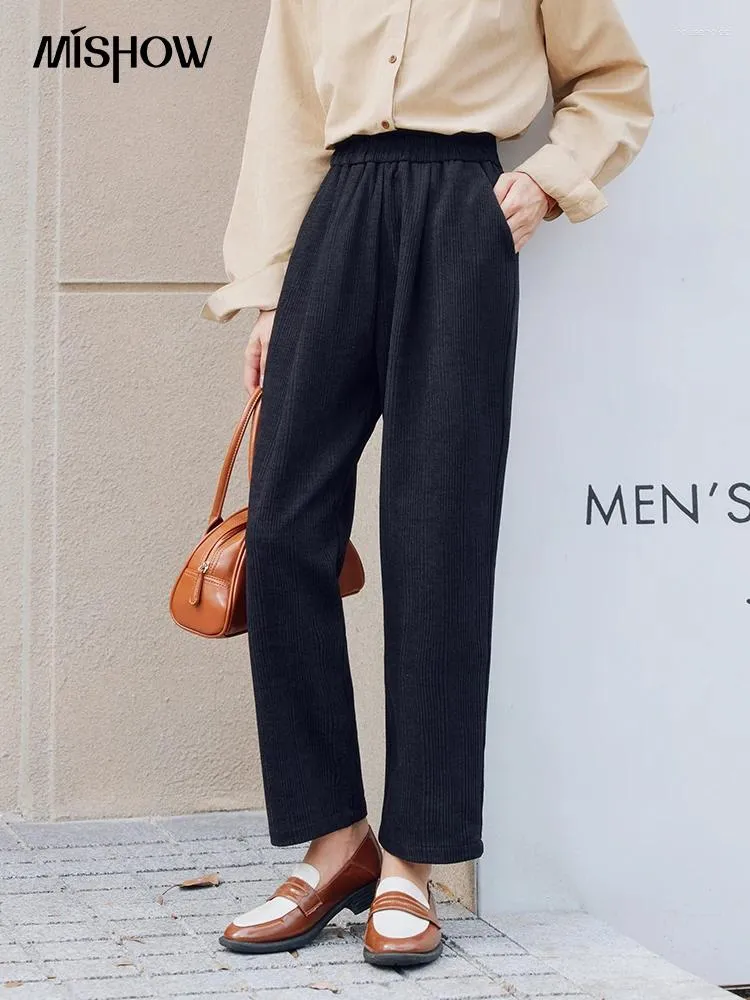 Pantaloni da donna MISHOW Velluto A Coste Dritto Per Le Donne 2024 Autunno Casual Elastico A Vita Alta Tasca Solido Lunghezza Della Caviglia Matita MXC47K0466