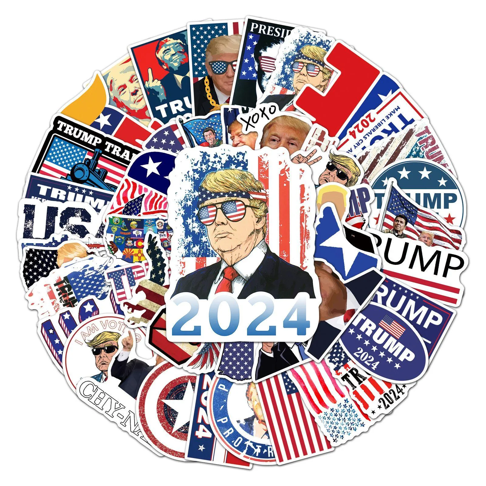 Autostickers Donald Trump 50 stuks 2024 Usa vlagstickers Amerikaanse Yytlp Drop levering auto's motorfietsen exterieur accessoires Ot54I