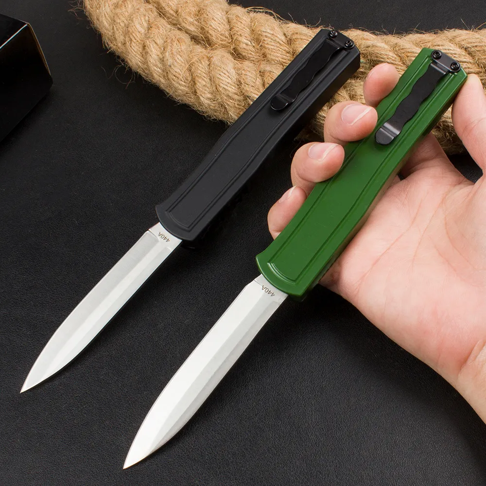 New F20 AUTO Tactical Knife 440A Satin Blade Zinc-aluminum Alloy Handle Outdoor Camping Hiking EDC Pocket Knives with Nylon Bag