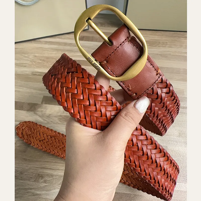 Reversible belt designer for men TF letter blets women Classic Gold slver Buckle Tree cream woven cowhide belt width 38mm 30mm Gridle Pretty ceinture luxe