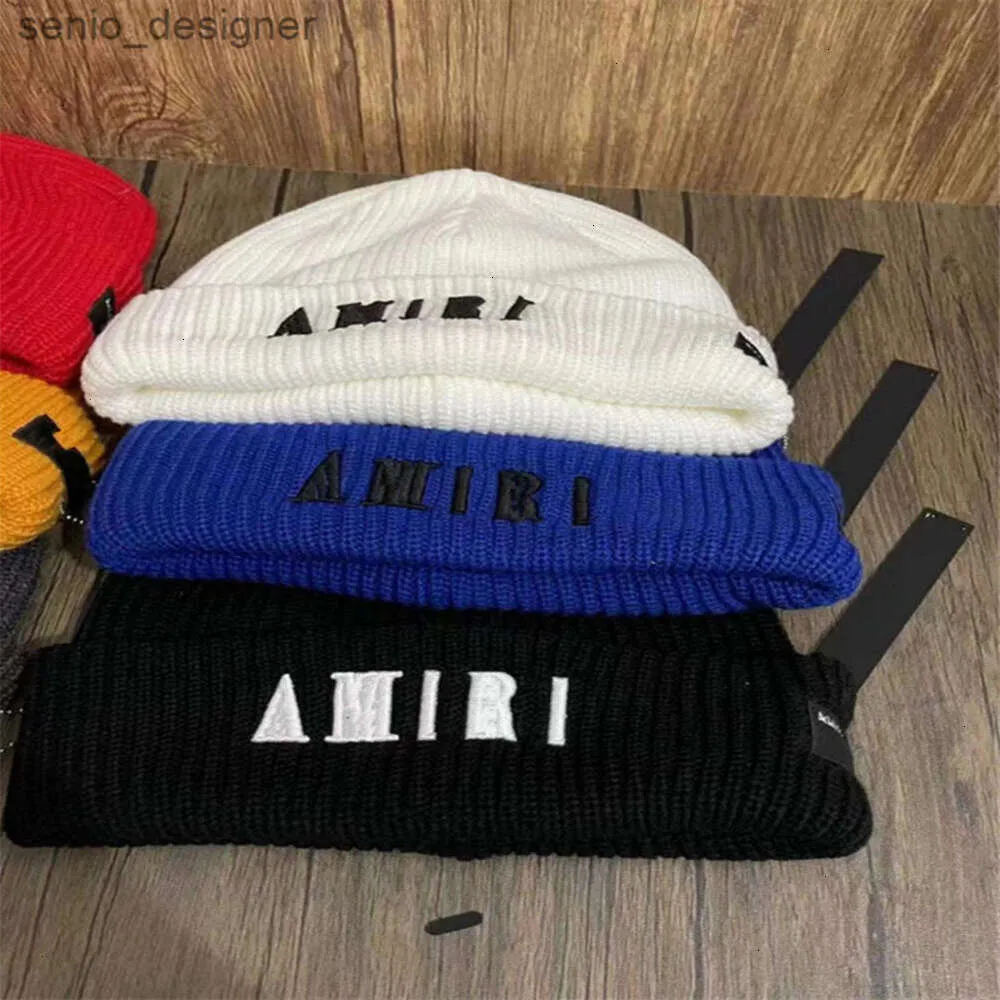 Hq1 Knitted Amiri Hat Designer Beanie Cap Mens Autumn From