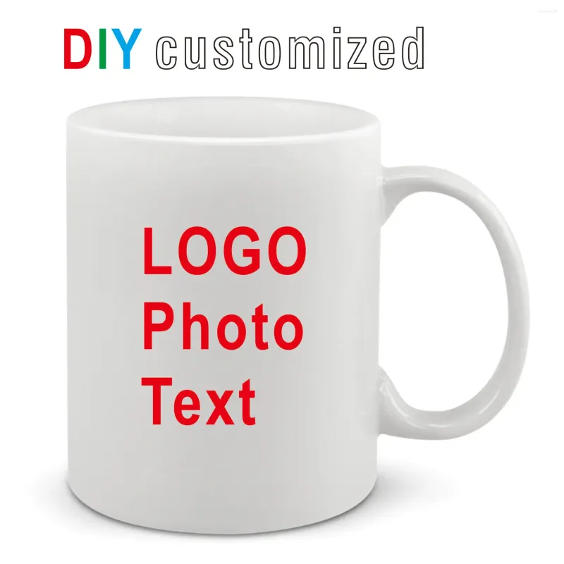 Mugs DIY Customized 350ML 12oz Ceramic Mug Print Picture Po LOGO Text Personalized Coffee Milk Cup Creative Present Cute Gift